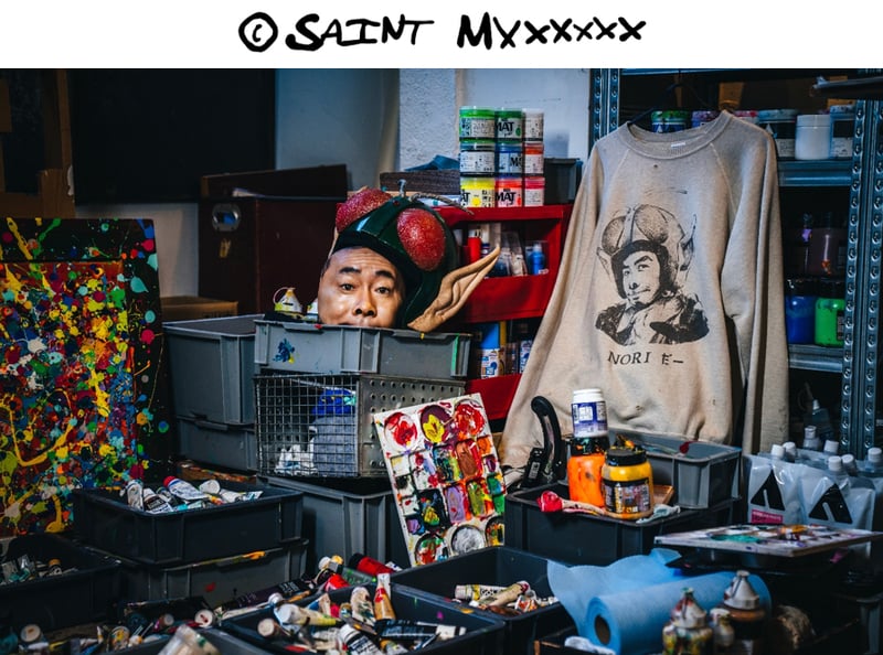 セント マイケルが木梨憲武とコラボ、偉人スウェットに「仮面ノリダー