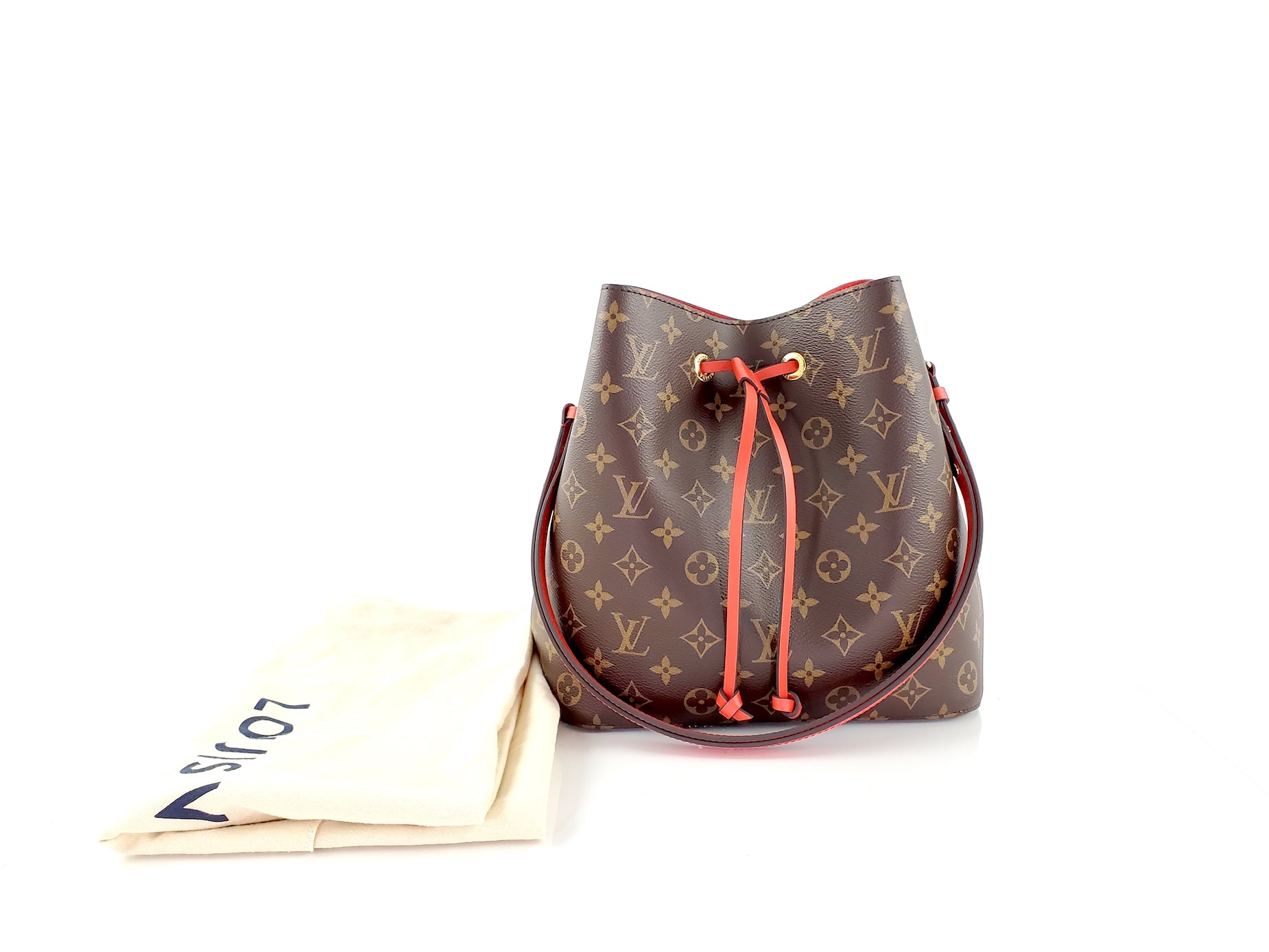 LOUIS VUITTON 2021 NeoNoe M44021 Monogram MM Red Bucket Crossbody