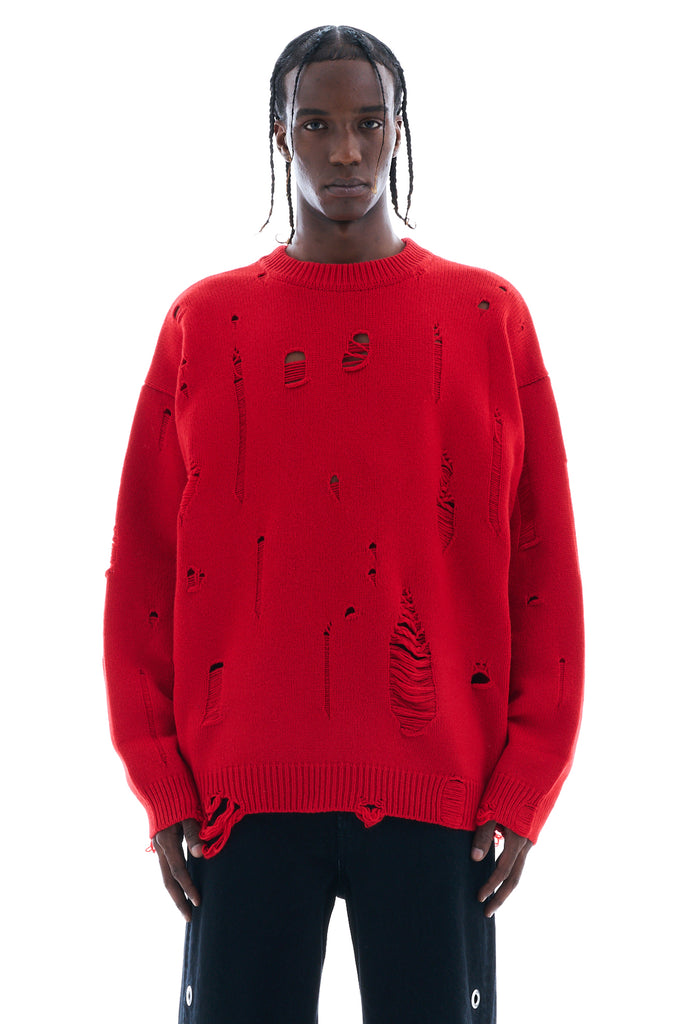 DAMAGED KNIT SWEATER / RED – FENNEL OFFICIAL EC STORE
