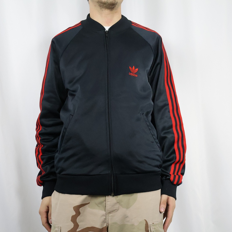 80年代 80s アディダス アメリカ製 黒 ブラック 赤 レッド ジャージ