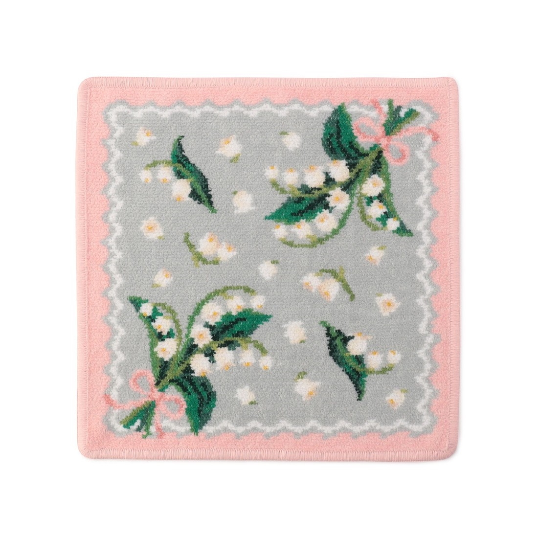 ピュールミュゲ ハンカチ(シルバーグレー×ピンク): FEILER｜フェイラー