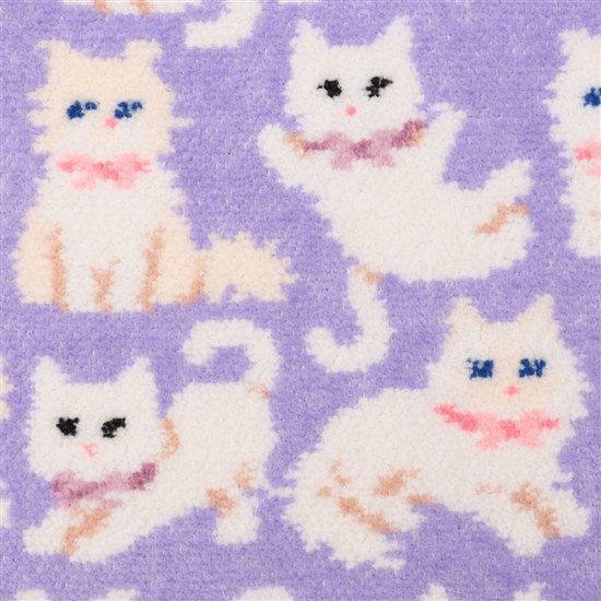 モフモフネコチャン ハンカチ（WEB限定）(ペールパープル×ピンク