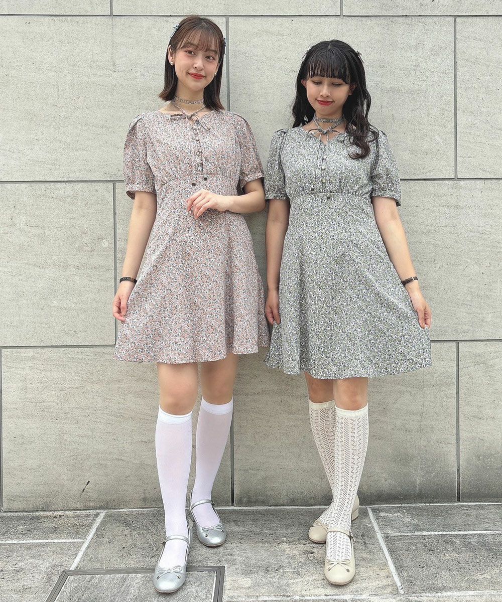 □チョーカーリボン付き小花柄ミニワンピース/F i.n.t [50AE01h021