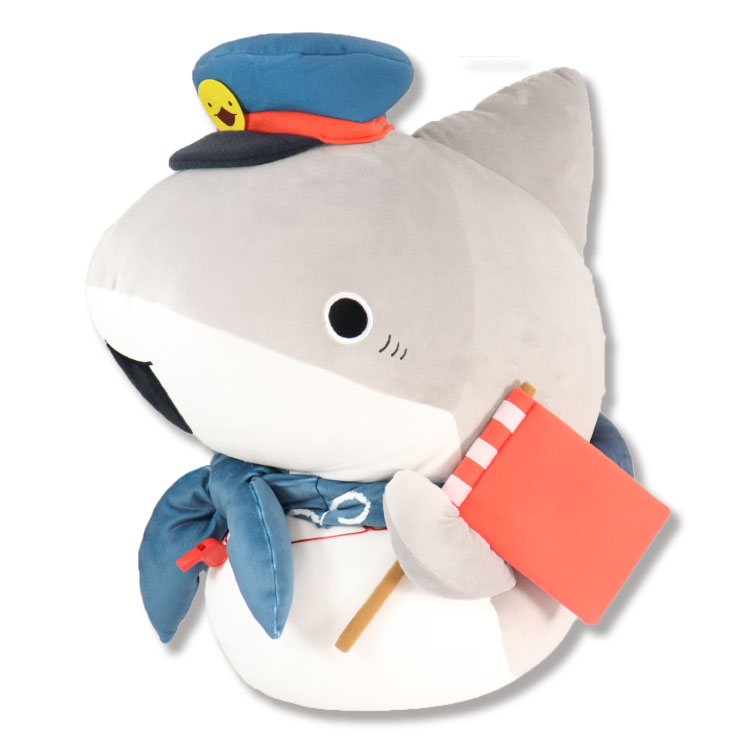おでかけ子ザメむにゅぐるみ特大 駅長風【個別送料】｜むにゅぐるみ