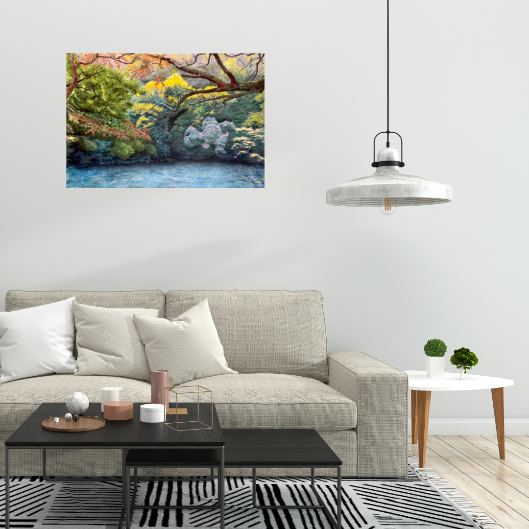 風景画「紅葉の山里」アクリル画 B2 額なし by 福家佳則 / Fukei-ART