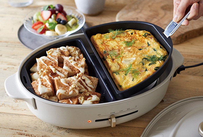 オーバルホットプレートのレシピ シナモンクリームブレッド＆ベーコン