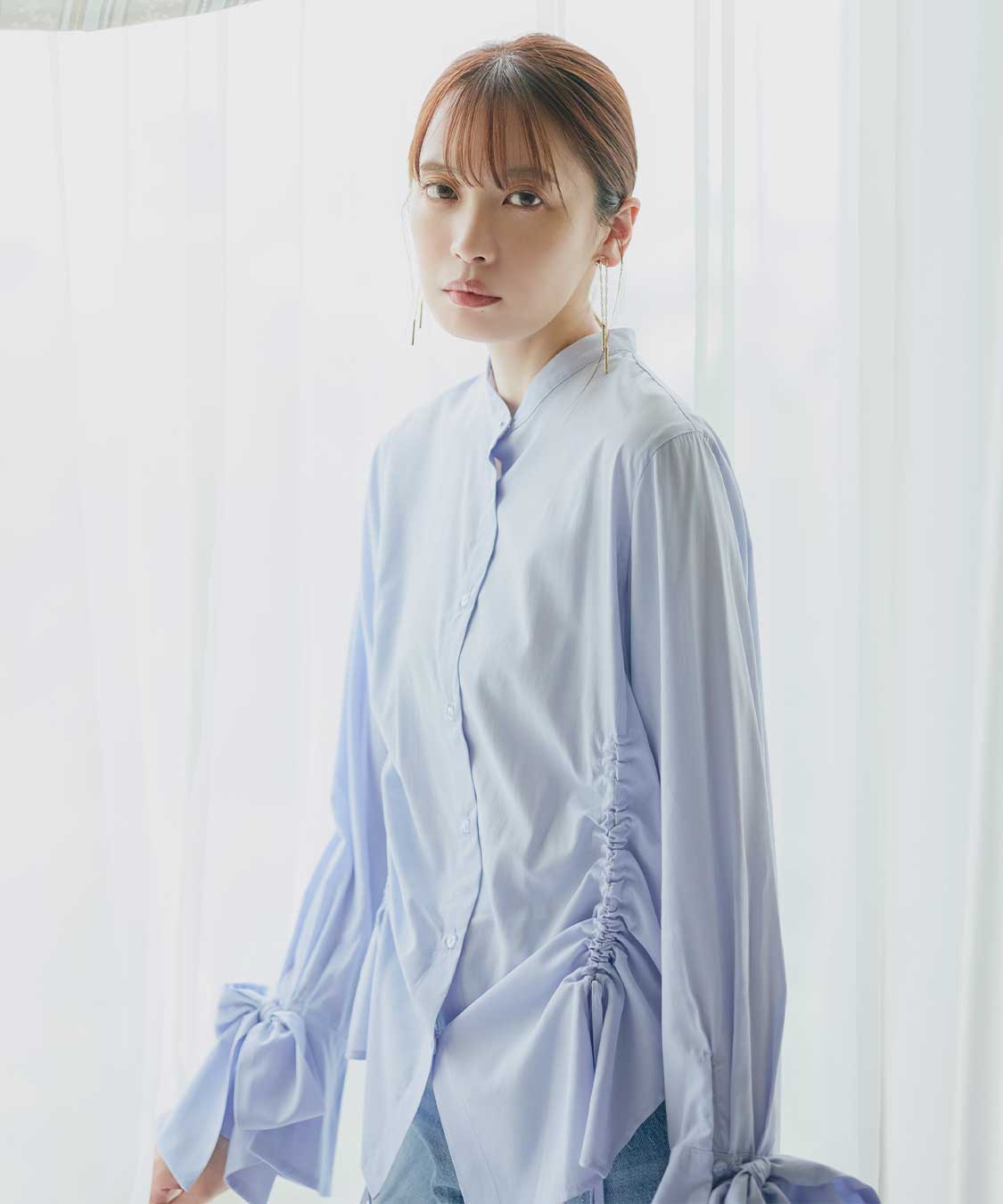 リボンスリーブドロストシャツブラウス｜PETAL ONLINE（ペタルオンライン）