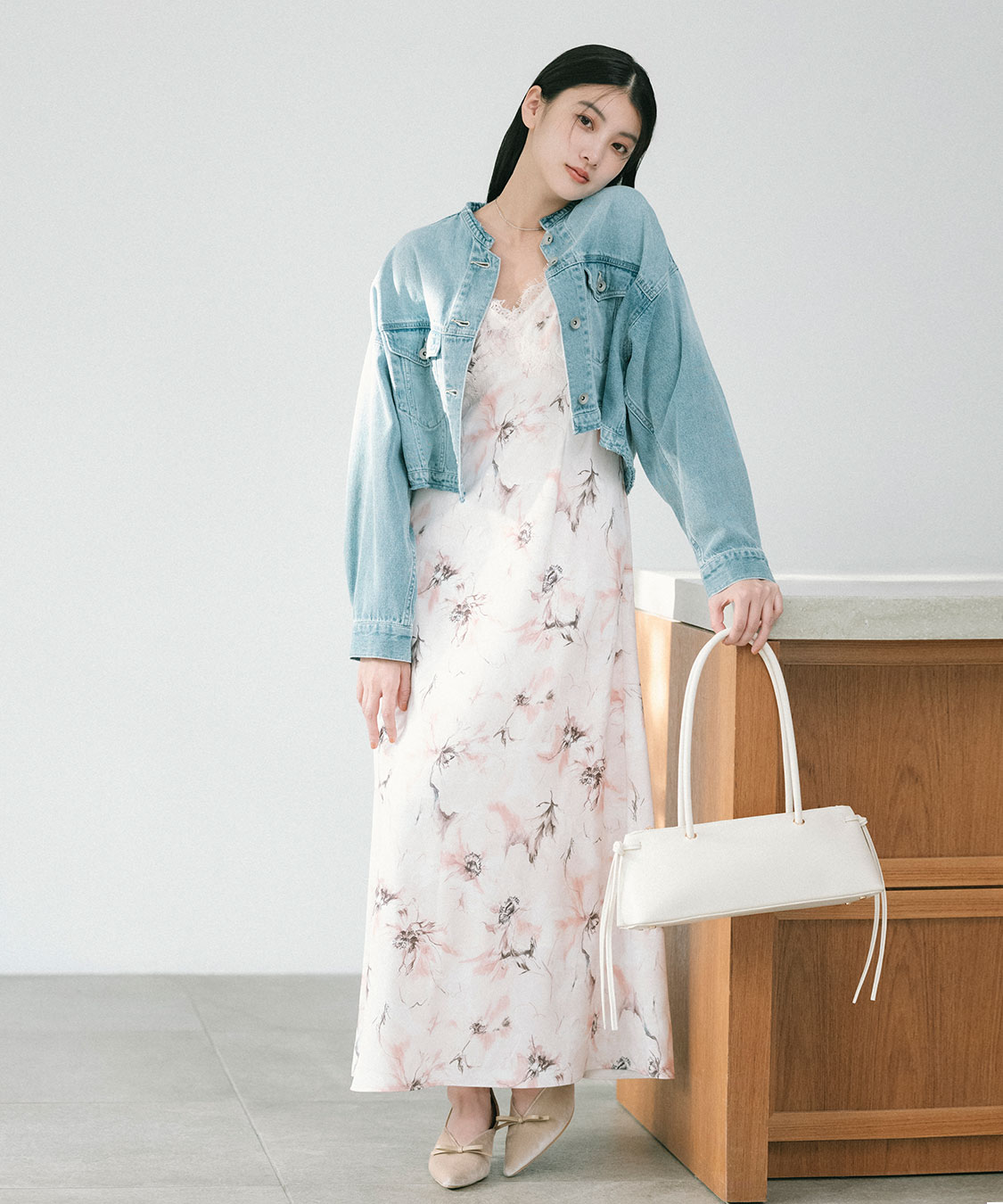 フラワープリントレーストリムキャミワンピース｜PETAL ONLINE（ペタル