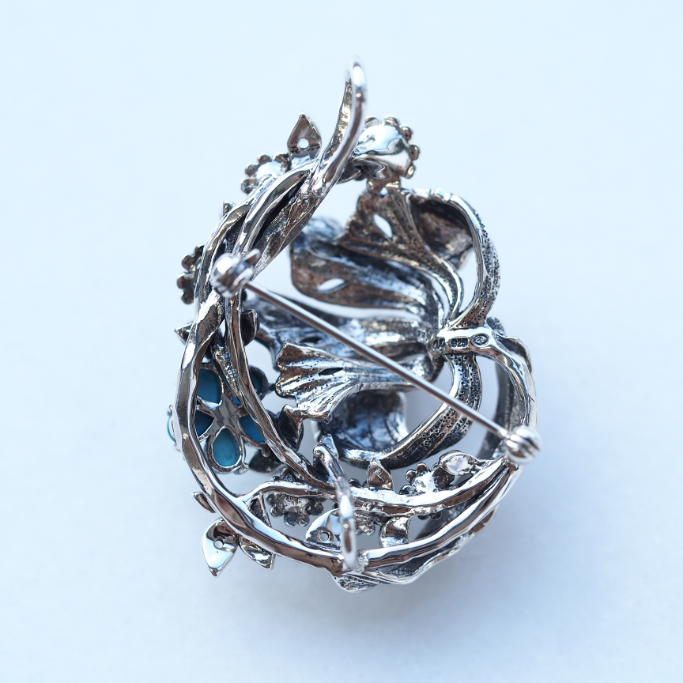 405C0011】SV ウィリアム・モリス【るりはこべ】 ペンダントブローチ