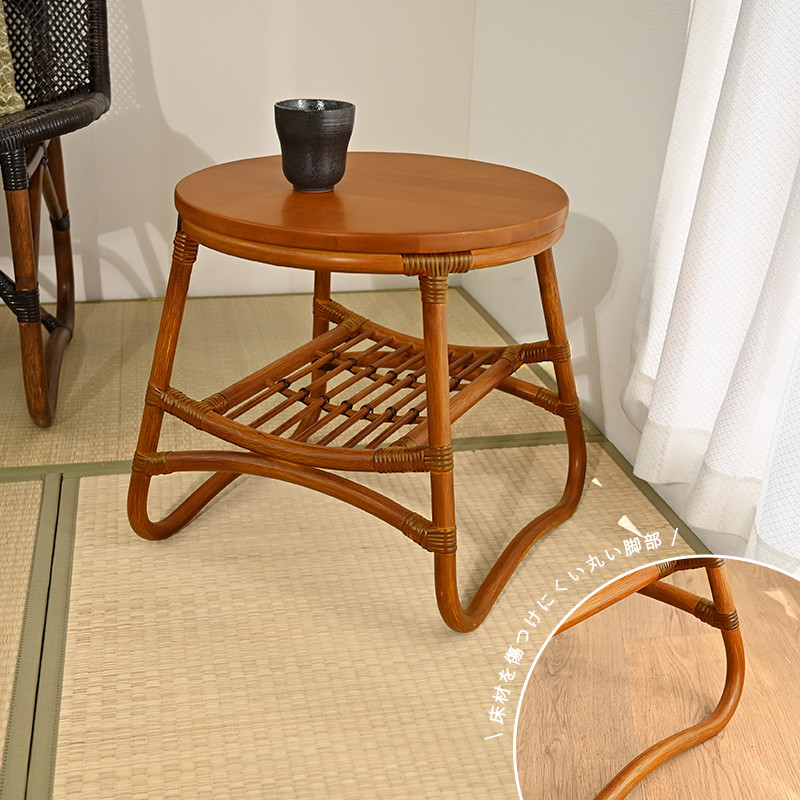 ラタン サイドテーブル 天然木 丸形 T250HRを激安で販売する京都の村田家具