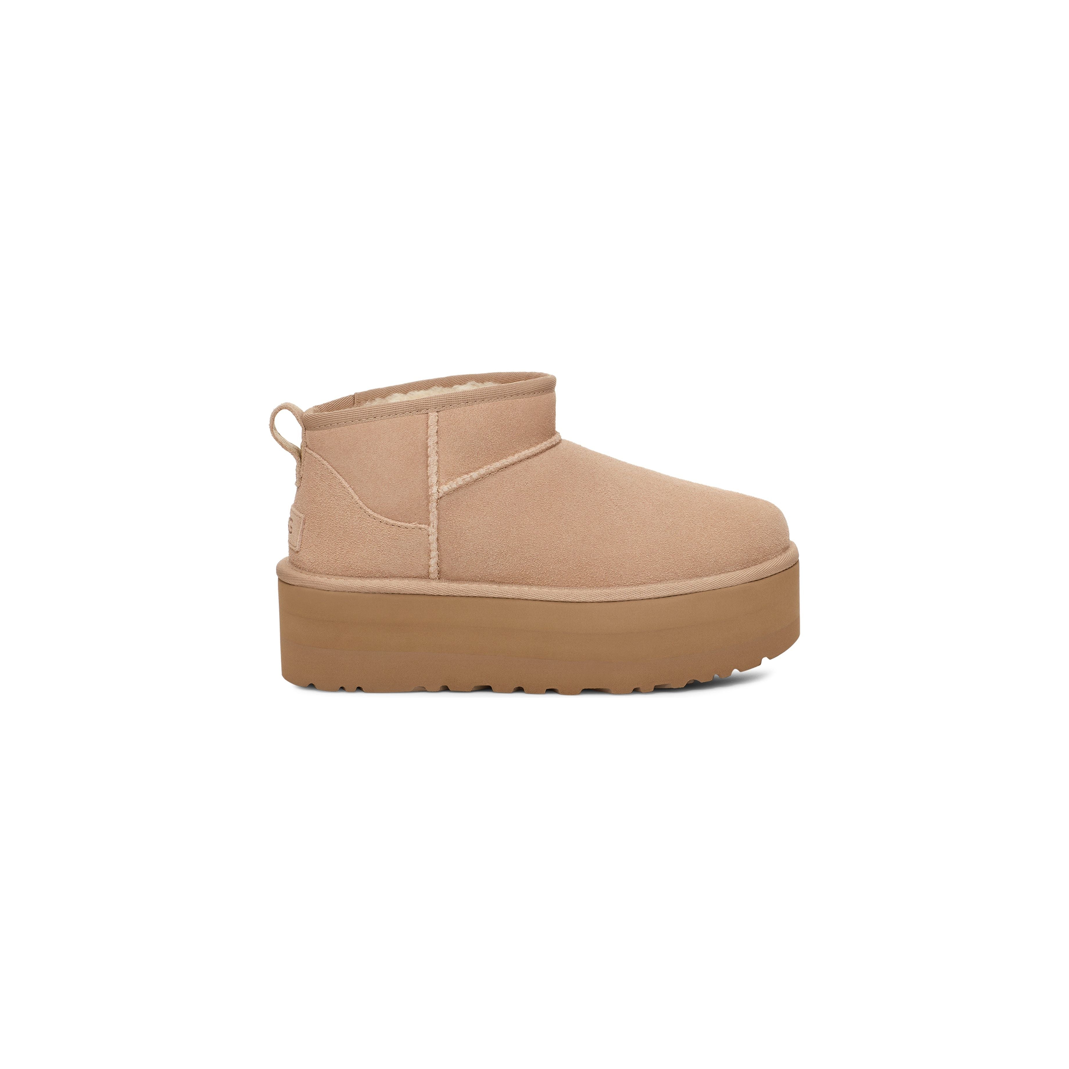 UGG Women's Classic Ultra Mini Platform in Sand Jason Markk Suede
