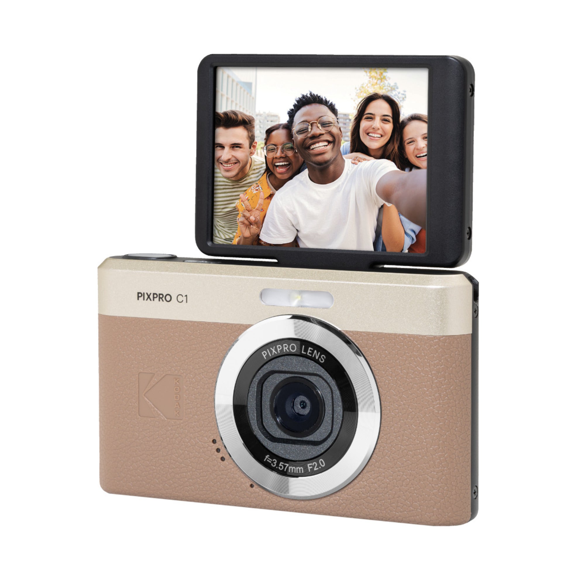 KODAK PIXPRO C1 13MP Digital Camera (Brown) with MicroSD Card and