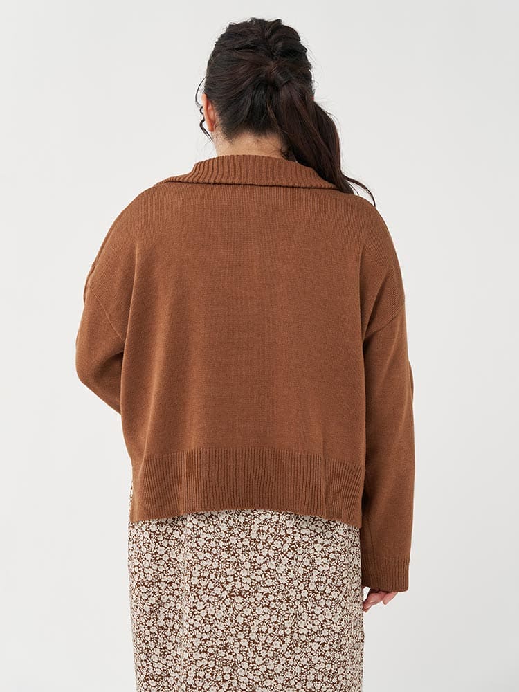 ブラウン ハーフジップニット | フォーエル公式通販