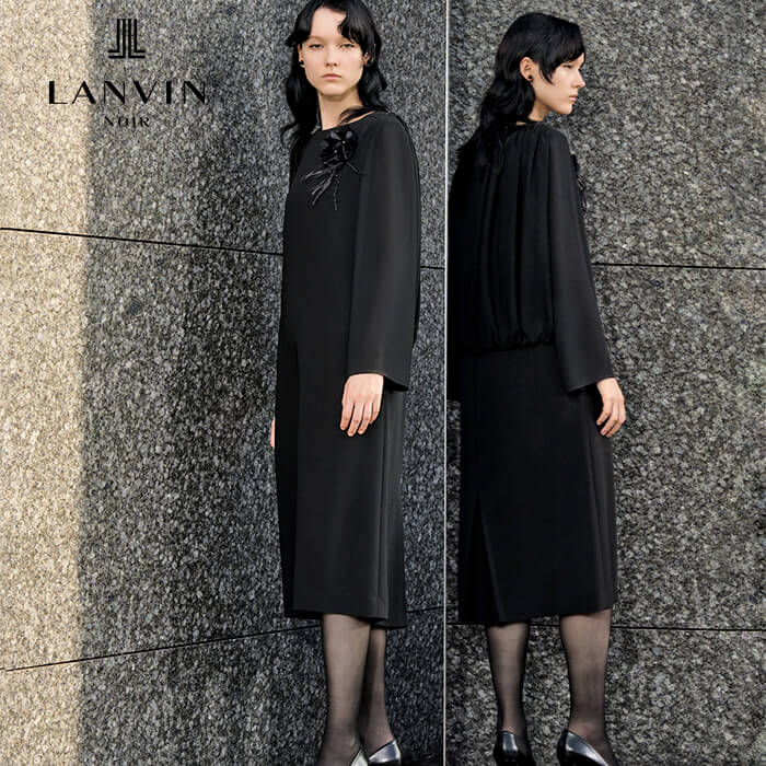 後ろのドレープがポイントのモダンなワンピース 9号・ブラック｜東京