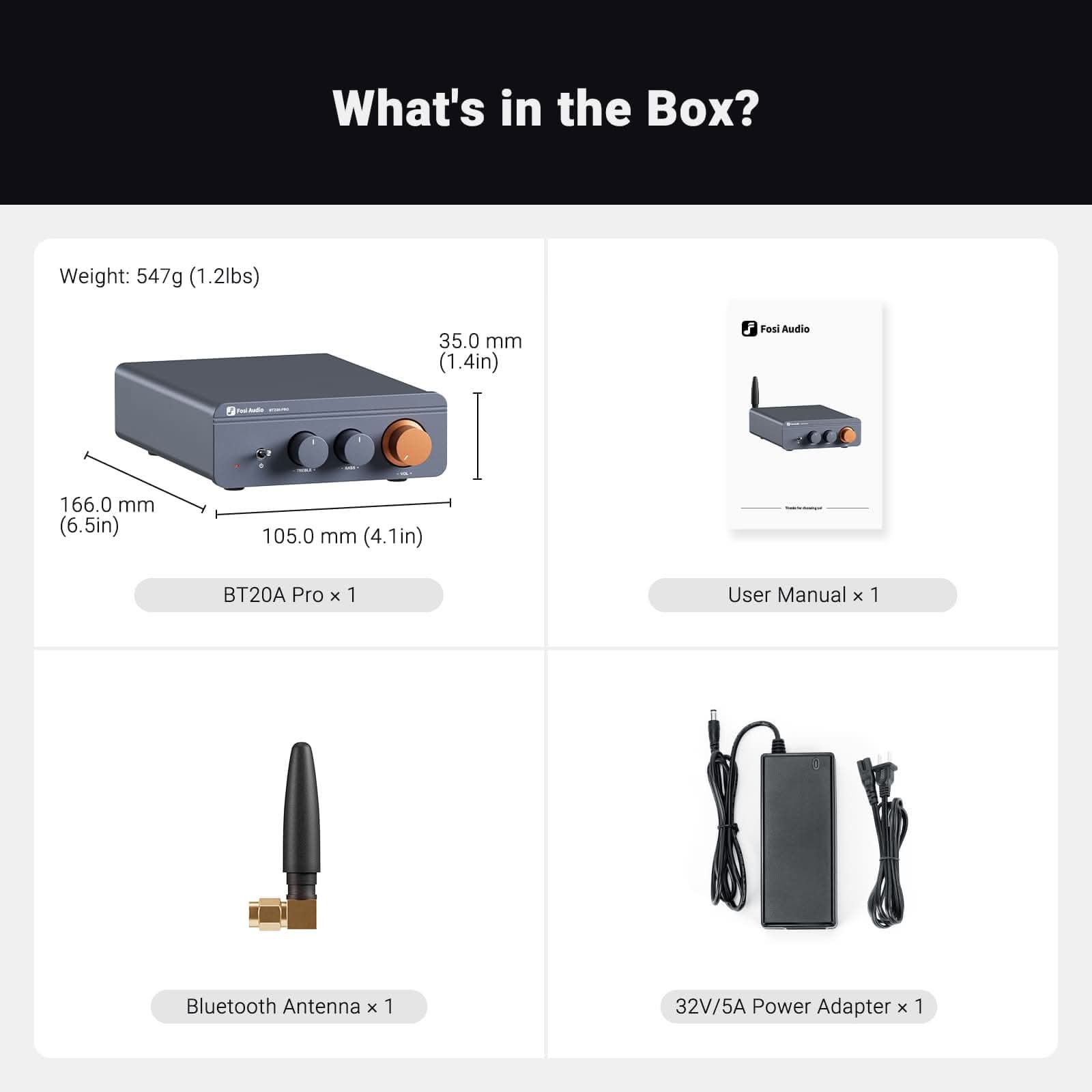 Fosi Audio BT20A PRO 300W x2 Bluetooth 5.0 Power Amplifier