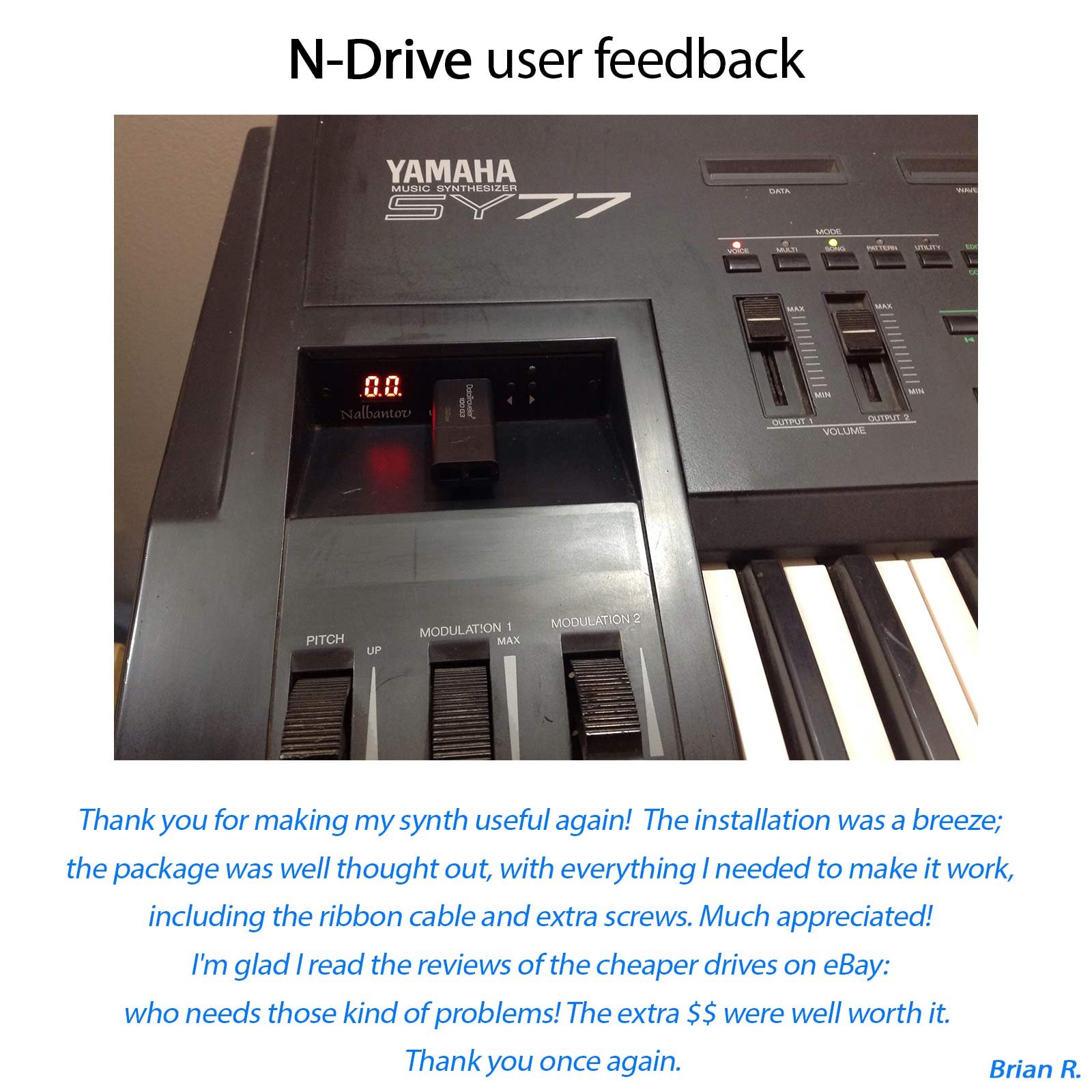 N-Drive 100 emulator for Yamaha Yamaha SY77 / SY99 | USB floppy