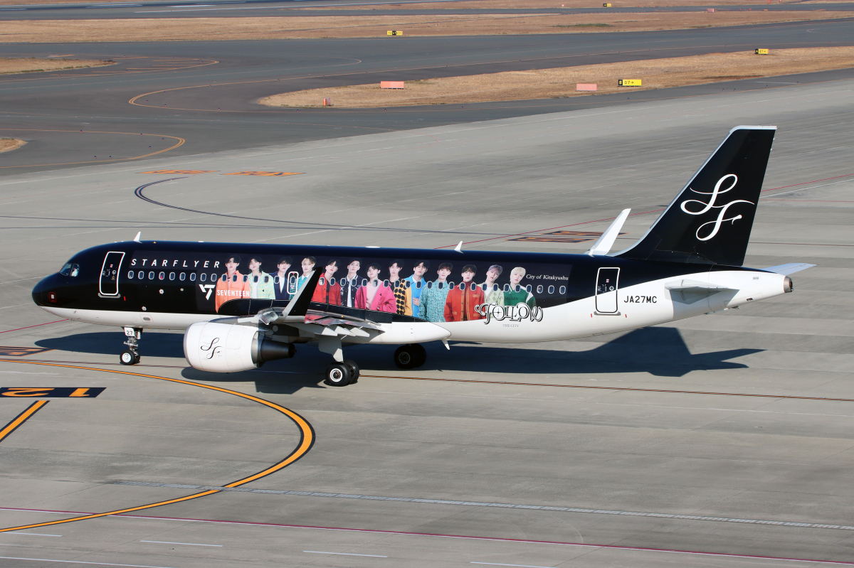 セブチジェット運航延長！スターフライヤー、SEVENTEEN特別塗装機 6月