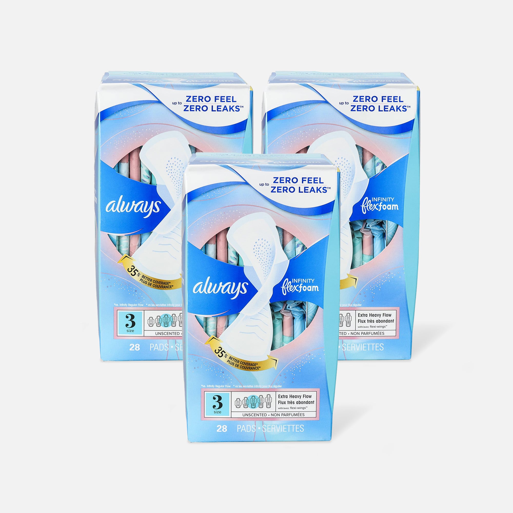 FSA Eligible Always Infinity FlexFoam Pads for Women Size 3 Extra