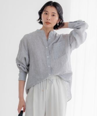 23区 L(ニジュウサンク エル)の【洗える】LIBECO バンドカラー シャツ