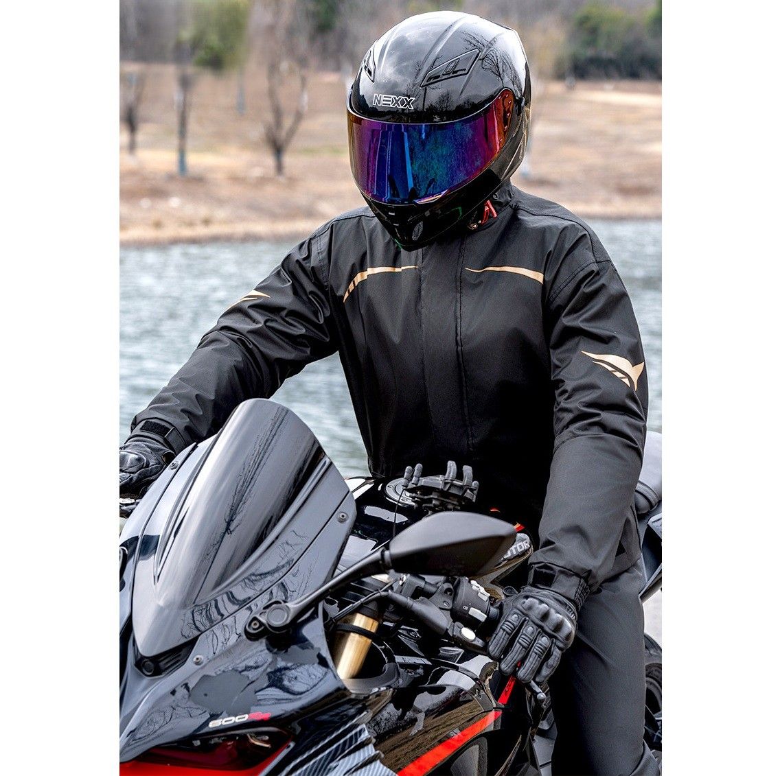 バイク ウェア 高機能防水上下セット二輪車用雨天走行対応レインウェア