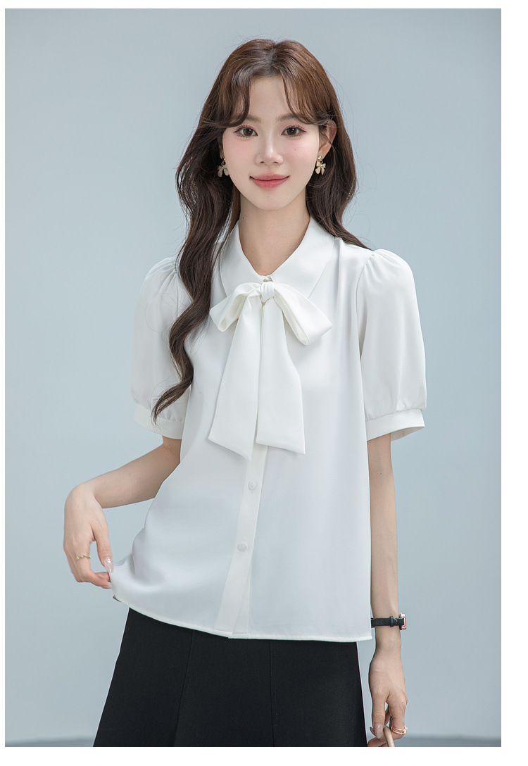 美品】yori ヨリ ビッグリボン パフスリーブ ブラウス ボウタイ 白