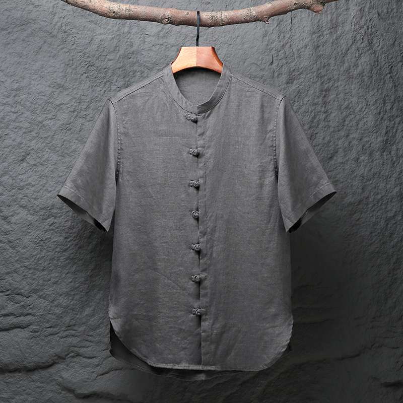 チャイナ服 リネン風チャイナボタンシャツ シャツ|チャイナ服専門通販