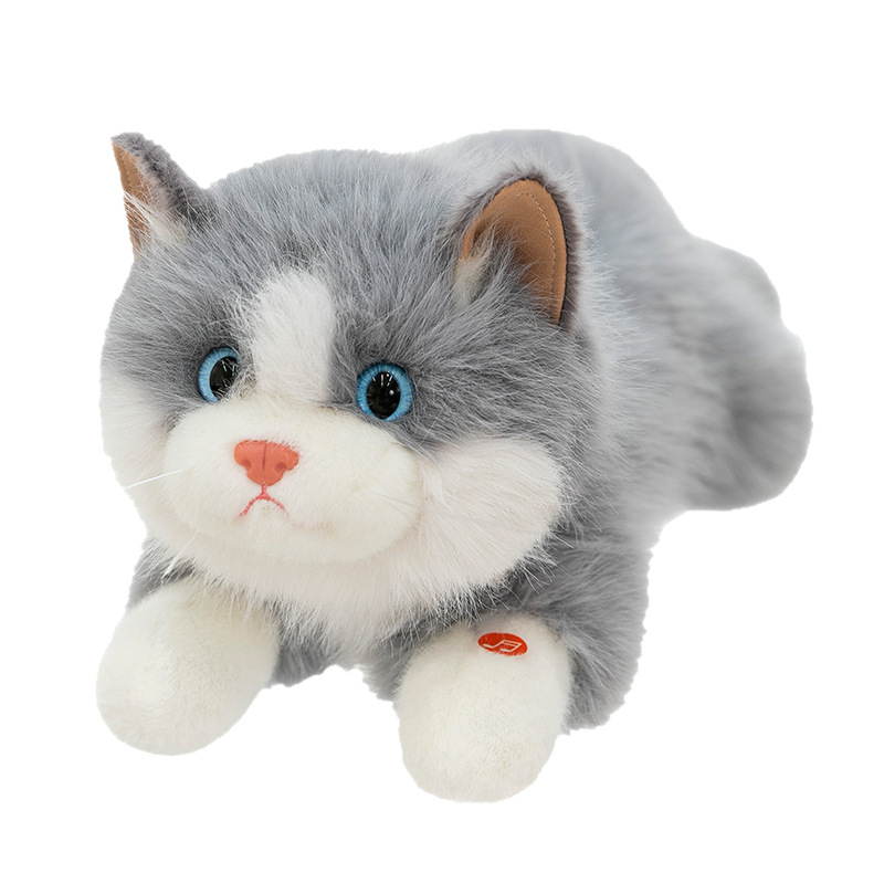 雲の帽子をかぶったグレーの猫のぬいぐるみ 雲の帽子をかぶったグレー