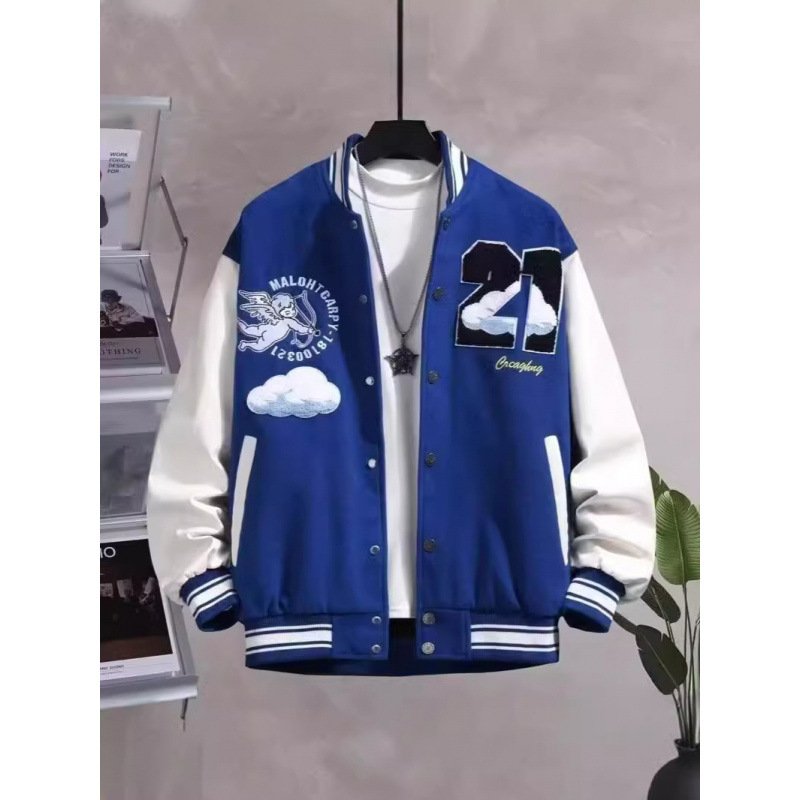 スタジャン 背番号刺繍入り切替袖茶スタジアムジャンパー 茶色