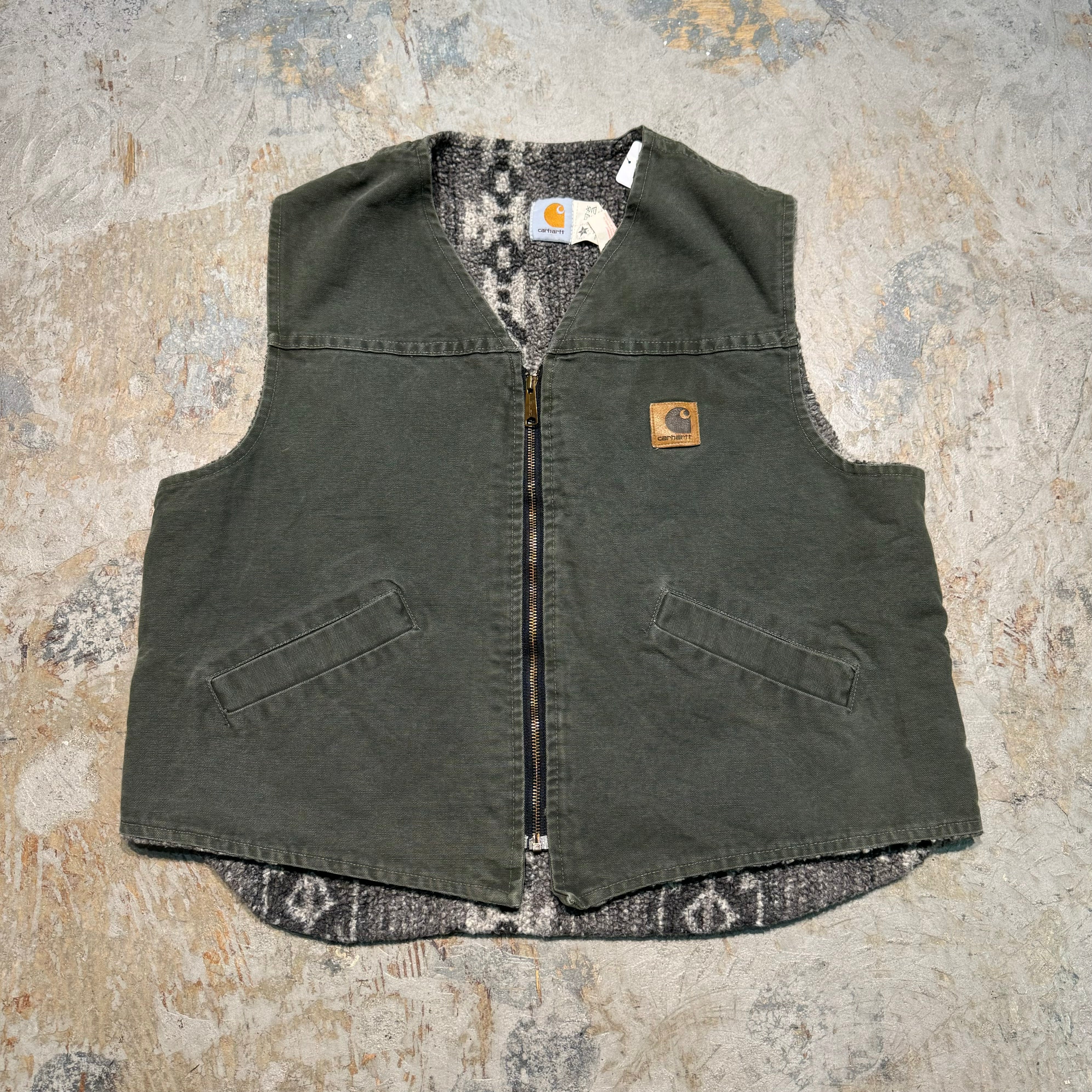 古着 USA製 90's Carhartt/ カーハート/ ダックベスト/ シェルパ裏地