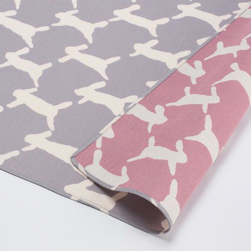 50 ミナ ペルホネン 両面 run run run グレー/ピンク | ふろしき むす