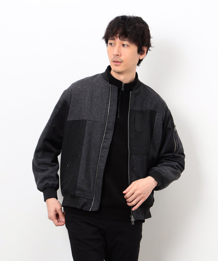 パッチワーク ツイード MA-1ブルゾン（47-22BM37-205）｜コムサイズム