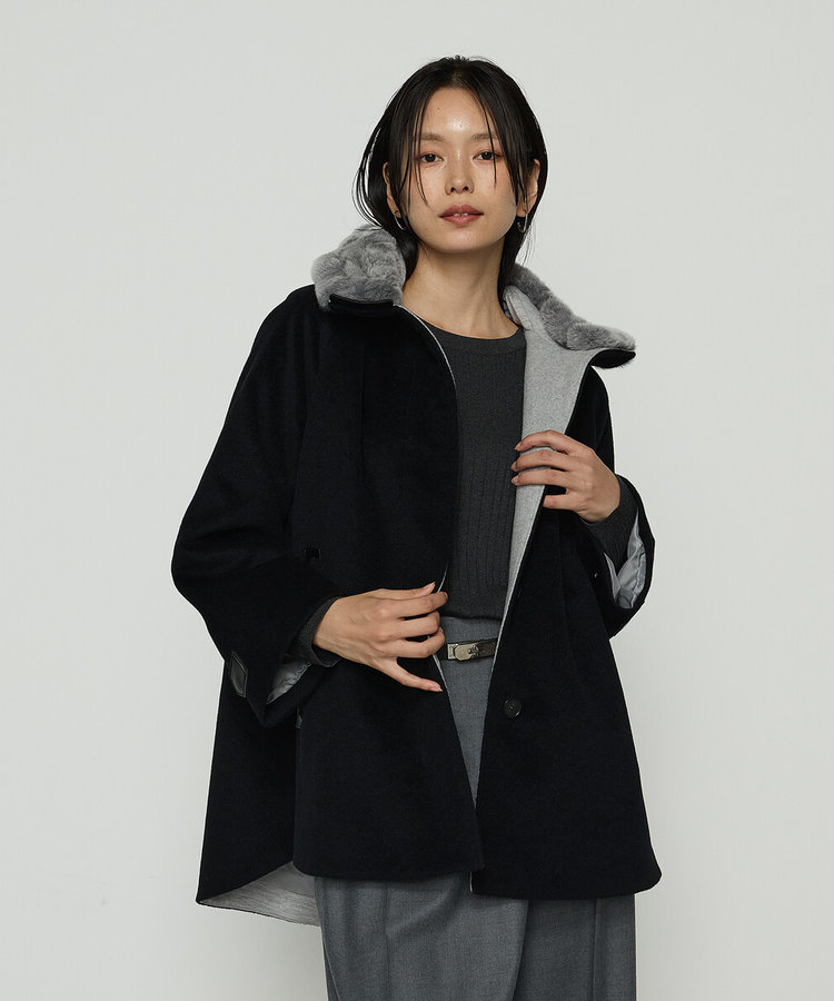 Sサイズ 〕 アンゴラウール ・Aラインショートコート（96-15WM03-205