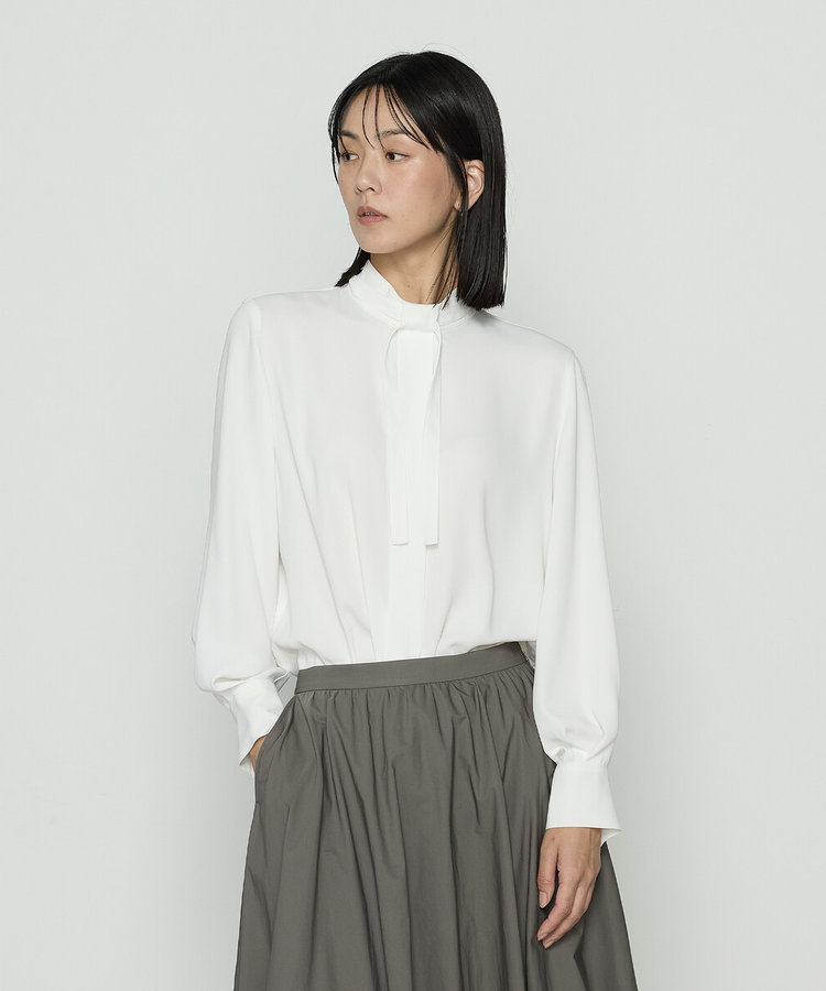 マットサテン タイ付 ハイネックブラウス（01-04BM01-205）｜K.T