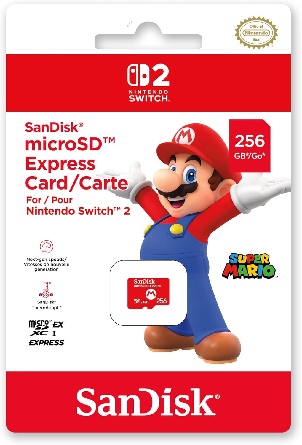 AmazonにてSwitch2対応のSanDisk製「microSD Express Card 256GB」が