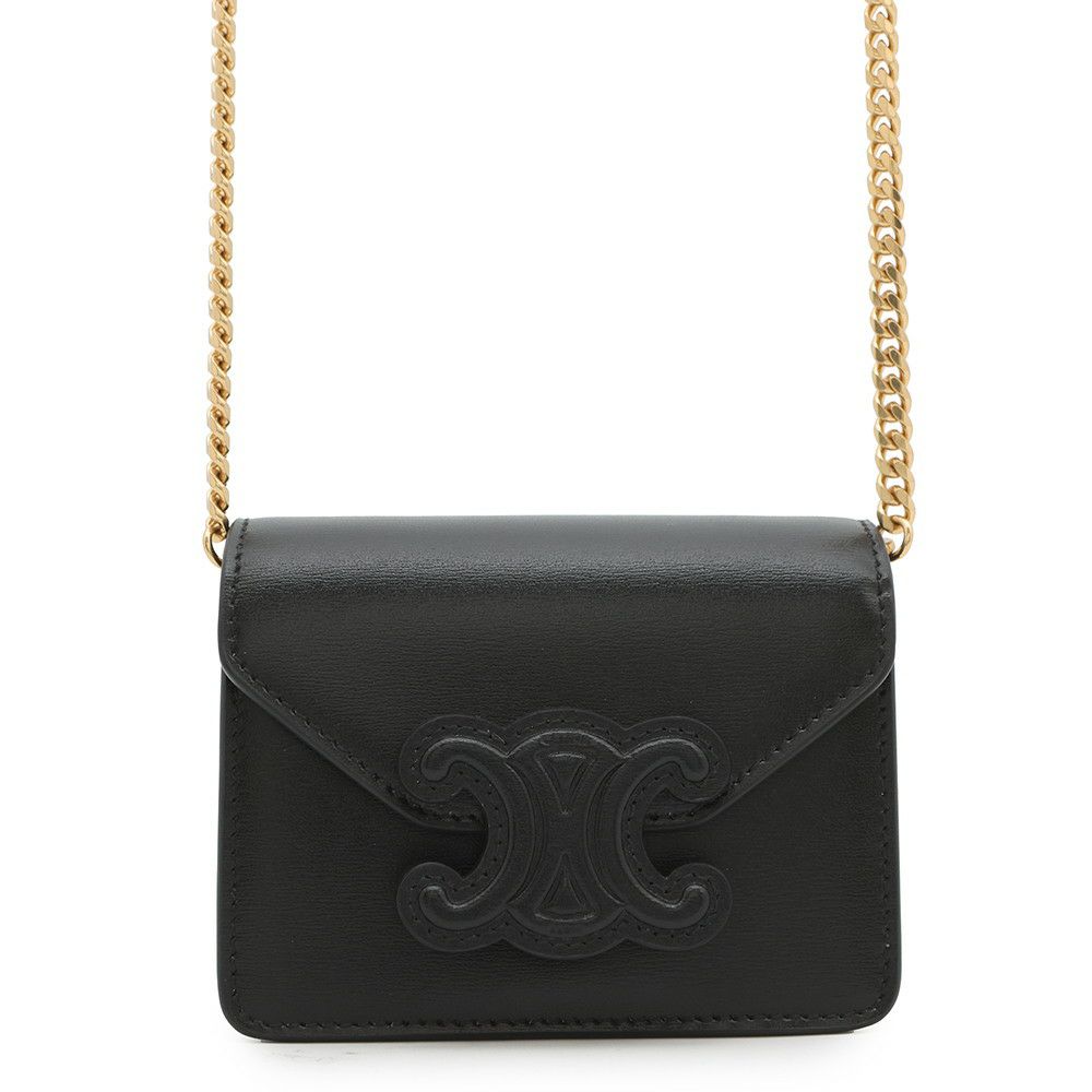 セリーヌ カードケース トリオンフ チェーン付きカードホルダー レザー