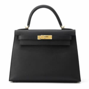 エルメス ケリー32 セリエ(外縫い) ブラック ボックスカーフ シルバー