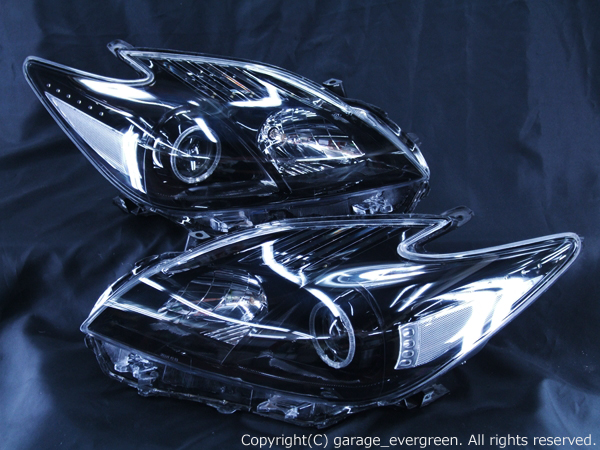 ZVW30系 プリウス 前期/後期 ハロゲンベース ヘッドライト ブラック