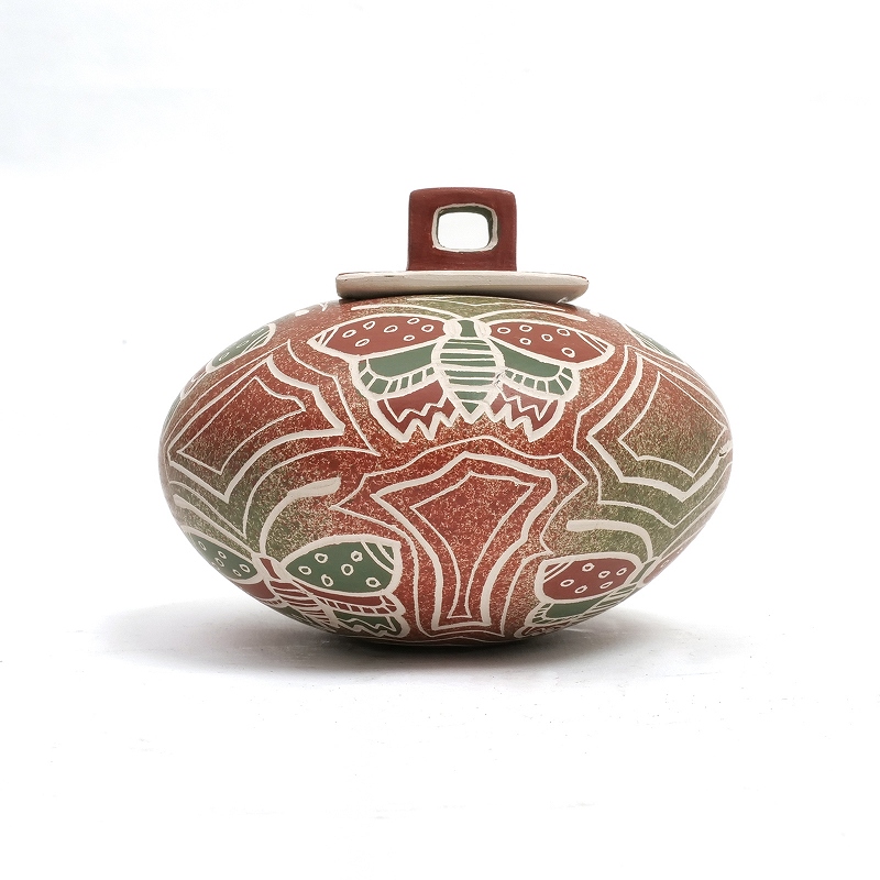 マタ・オルティス陶器 by Gabriela corona 蓋付き蝶 壺｜マライカ公式通販