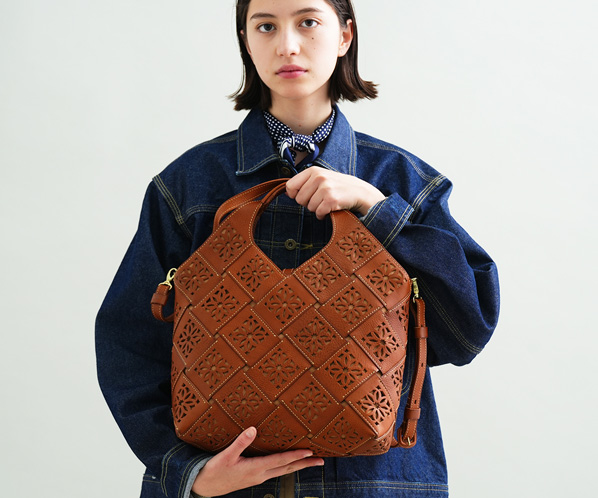 サスティナブルカットワーク 2wayバッグ｜商品一覧 | 革財布、バッグの