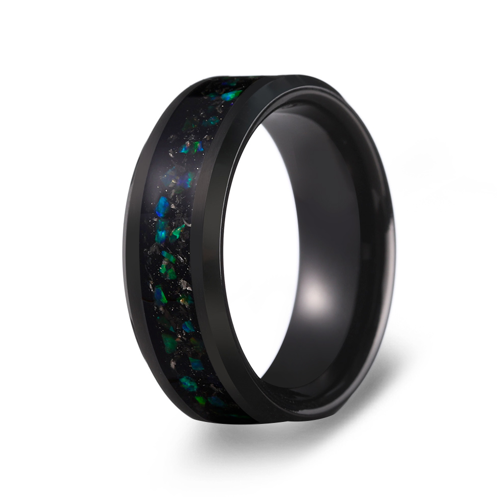 The Golem | Ceramic Opal Dinosaur Bone Men's Wedding Bands