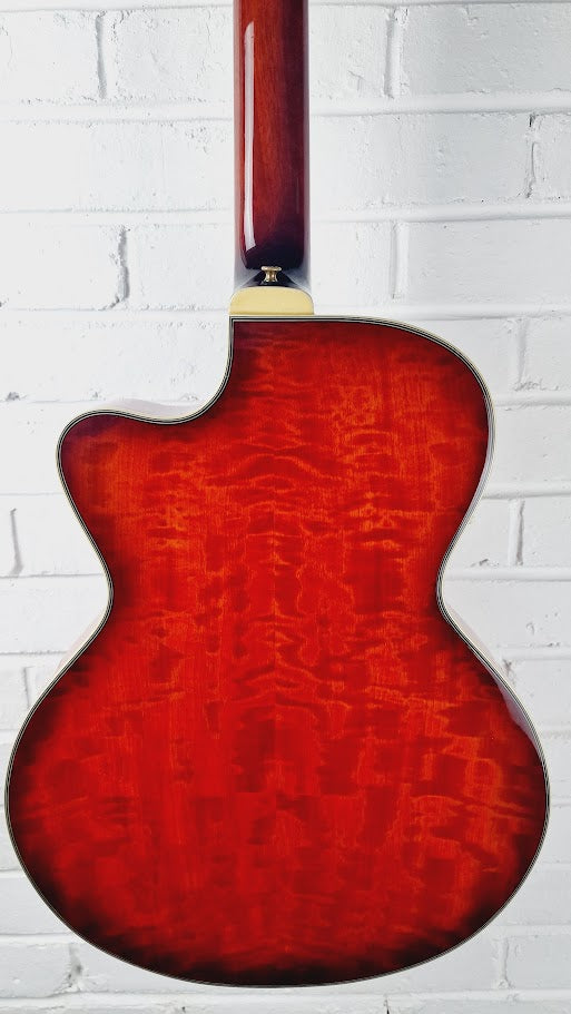 ARIA ELECORD FET-DLX FLAMED MAPLE RED ELECTRO ACOUSTIC GUITAR