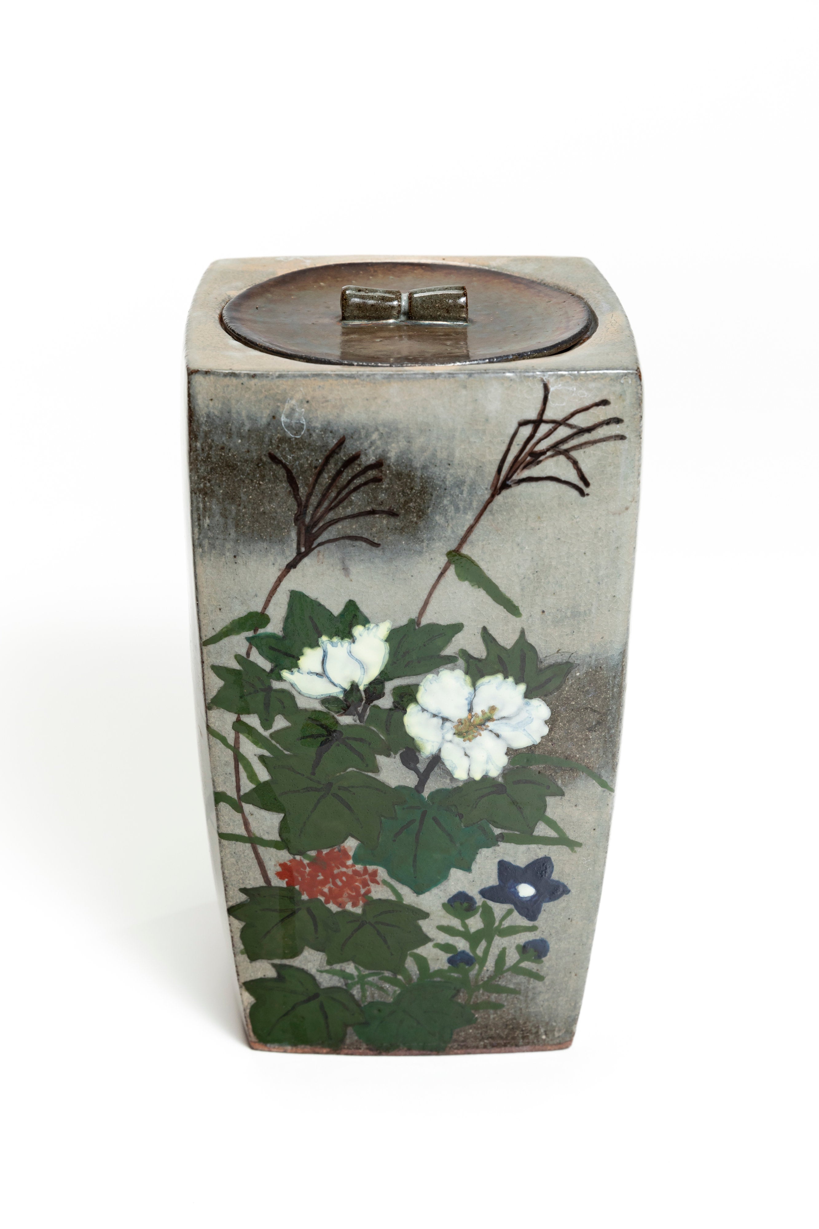 陶芸家 田端志音 乾山 絵錦 香合 梅香合 茶道具 共箱 陶芸家 田端志音