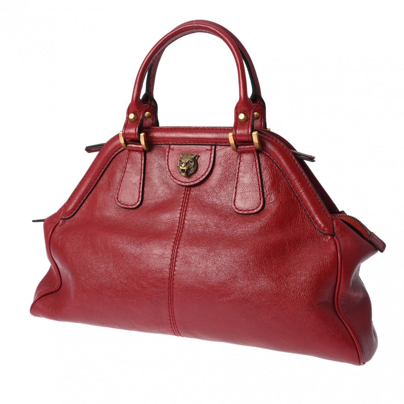 グッチリベル トップハンドル ミディアム 2WAY レッド レディース