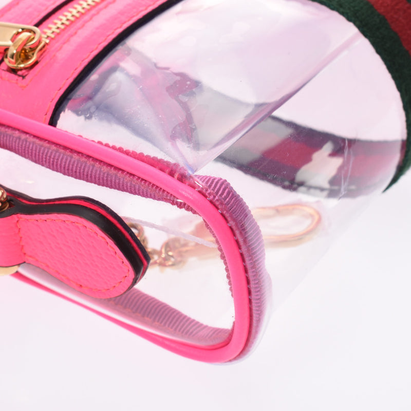 グッチオフィディア クリア クロスボディバッグ ピンク/クリア