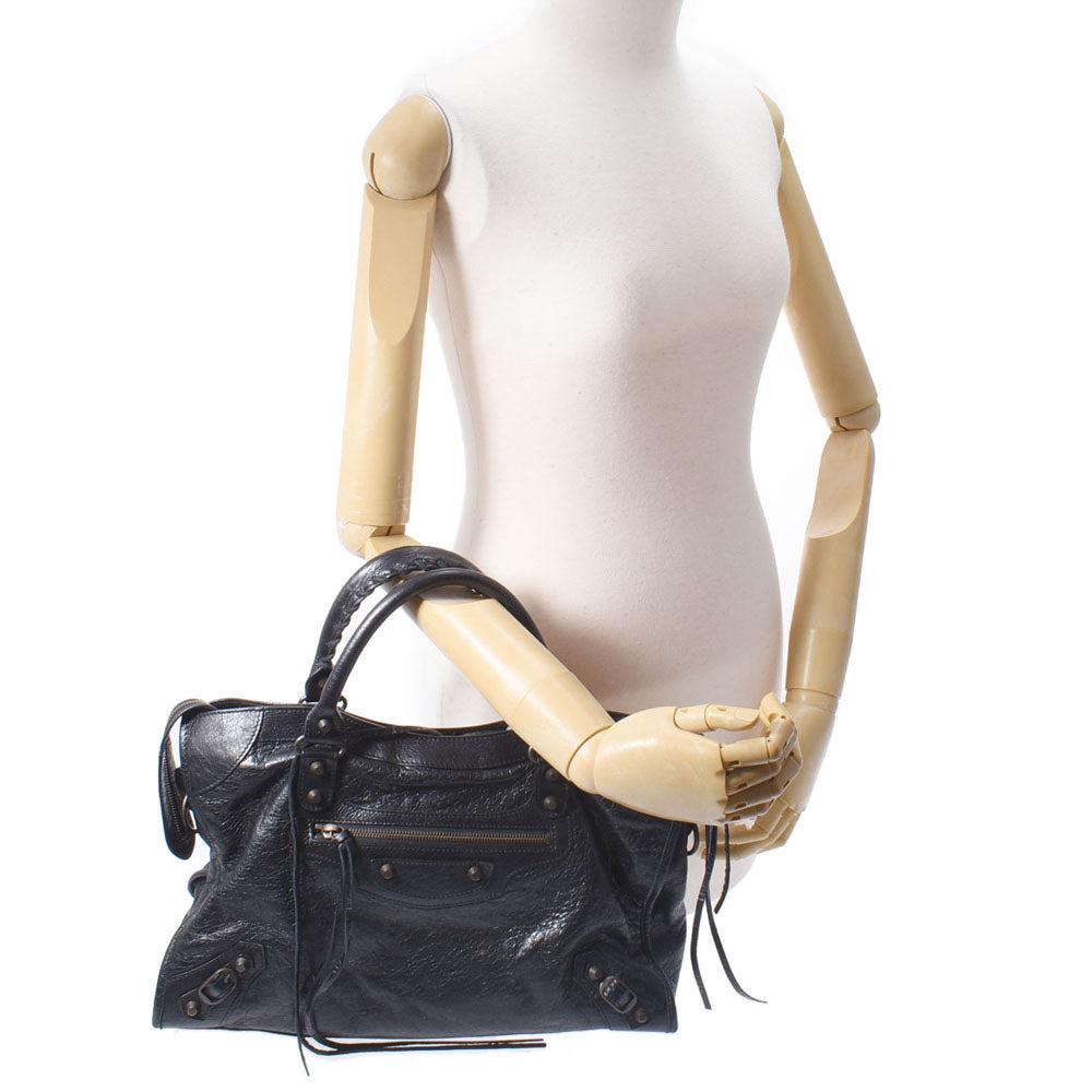 バレンシアガザ シティ 2WAYバッグ 黒 レディース カーフ ハンドバッグ