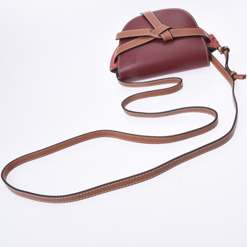 ロエベゲートミニ 赤/ボルドー/茶 レディース カーフ ショルダーバッグ