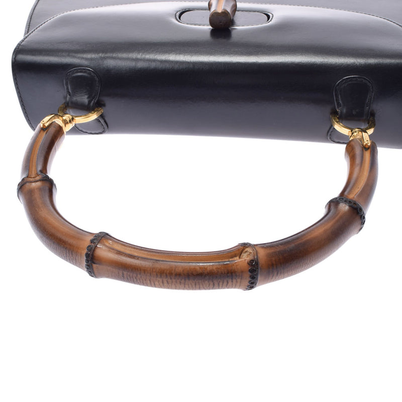 グッチバンブー 2WAYバッグ 黒 ゴールド金具 レディース カーフ