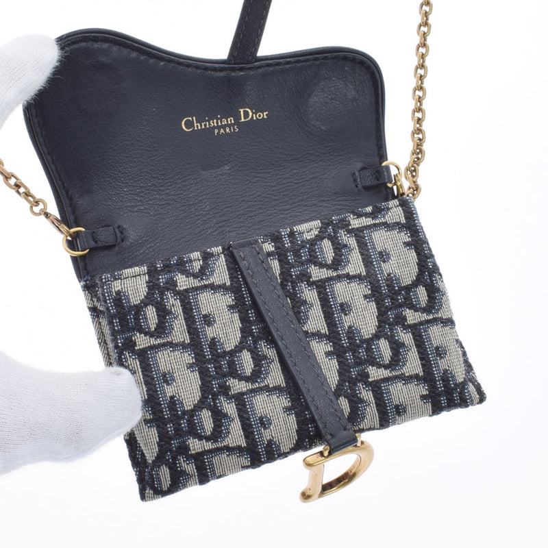 クリスチャンディオールサドルナノ トロッター 紺 レディース