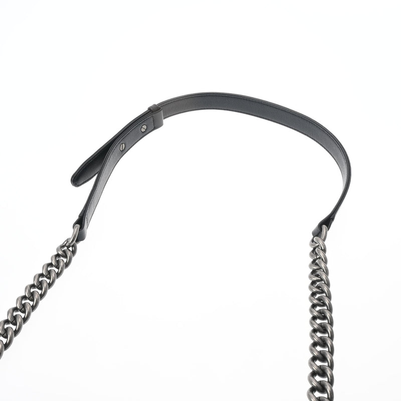 シャネルボーイシャネル ラージ チェーンショルダー 黒 シルバー金具