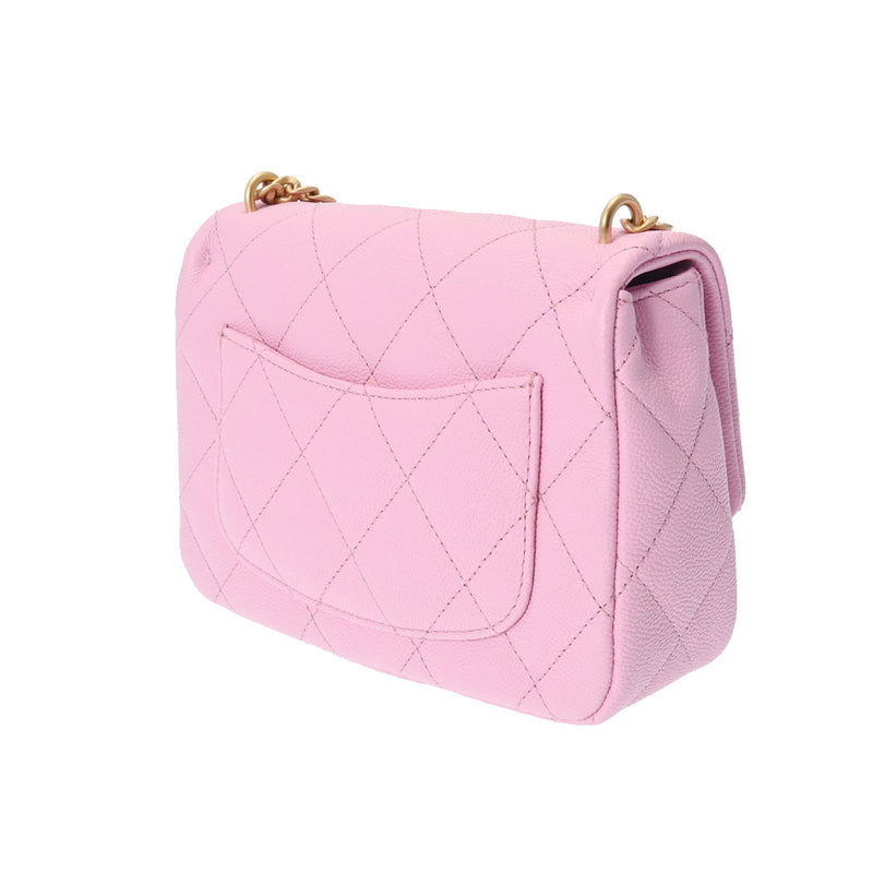 シャネルミニチェーンショルダー 19cm ハート型金具 ピンク ゴールド